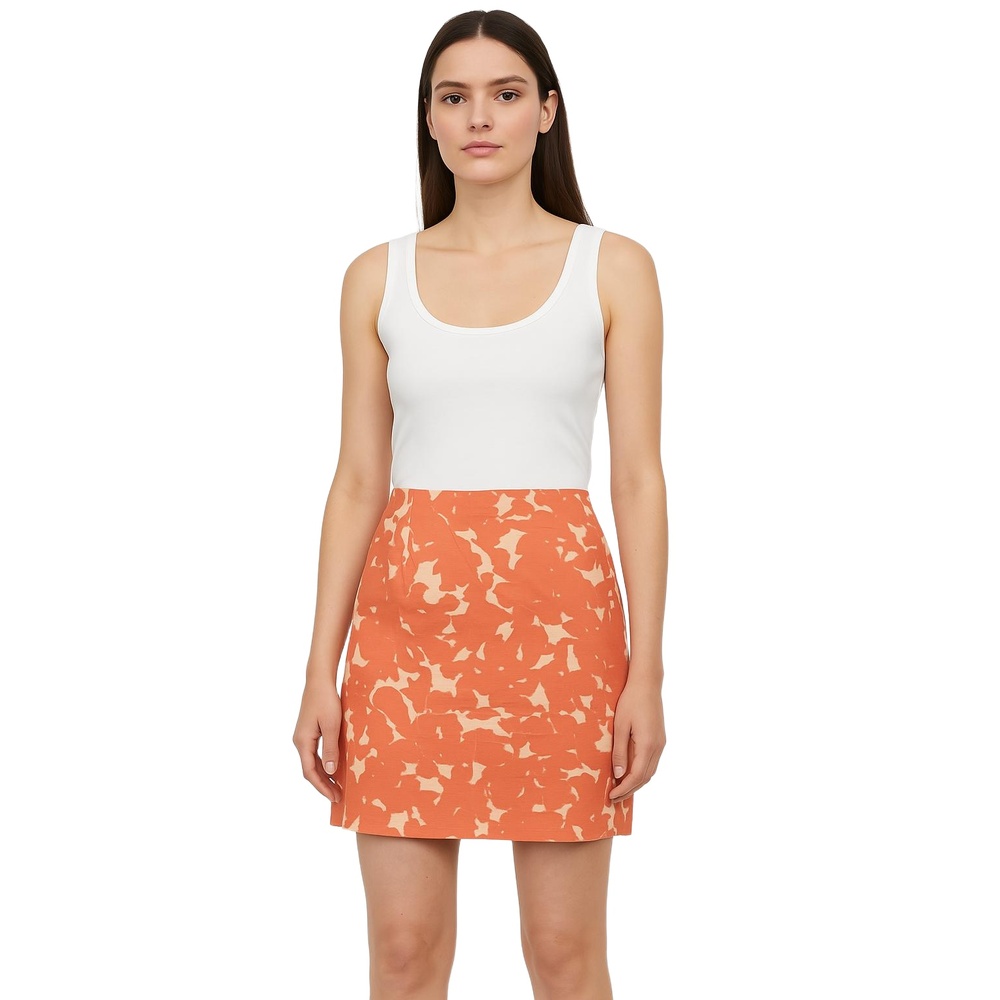 J.Crew Coral Peach Misted Gladiola Printed Mini Skirt Cotton Womens 4